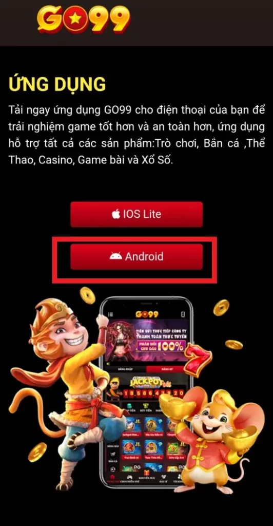 Chọn mục "Android"